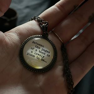 Vintage gold necklace with magnified pendant